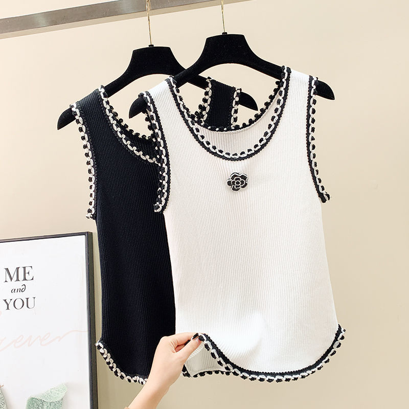 T-shirt col rond femme, estival et chic, à la mode, avec broderie imprimée