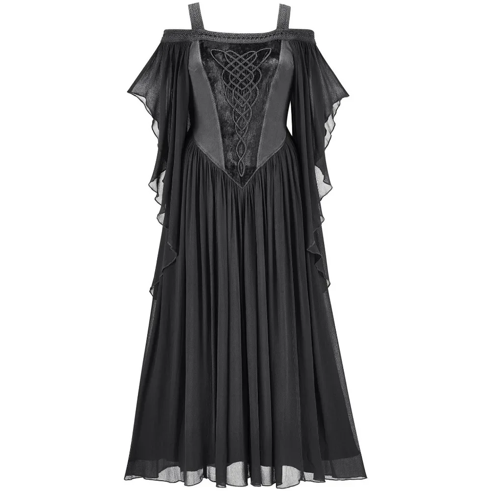 Robe elfe punk médiévale pour femme, cosplay, olympiques d'Halloween, robe victorienne, princesse sorcière, palais de Noël, carnaval