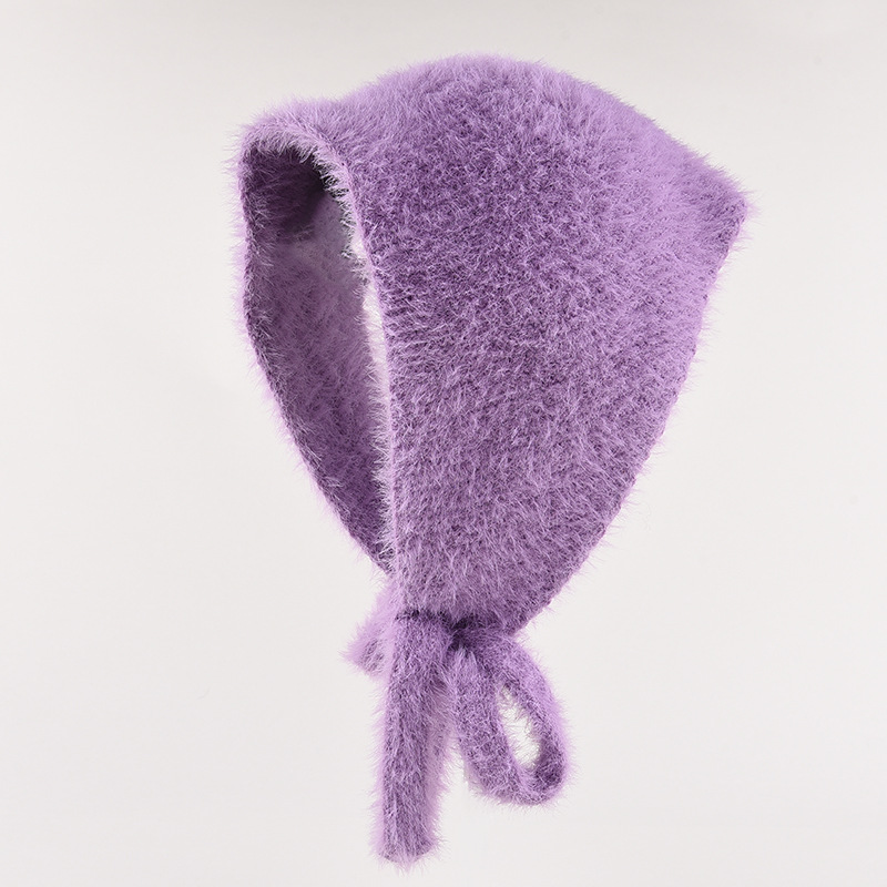 Foulard français Simple pour femmes, écharpe Triangle tricotée en peluche chaude, douce et mignonne, bandeau de couverture à lacets, nouvelle collection automne et hiver