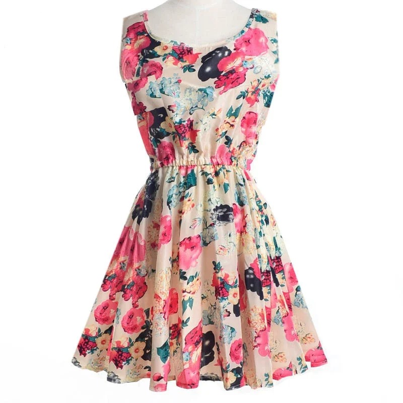 Femmes été Mini robe 2025 femme Boho en mousseline de soie vêtements Sexy fleurs imprimer robe plissée fête Clubwear robe de plage robes