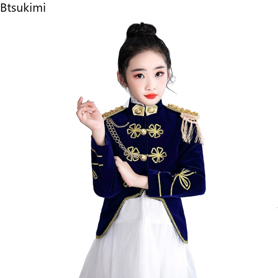 Costume de spectacle sur scène pour enfants, tenue de Cosplay d'halloween, veste Vintage, pantalon/jupe, ensembles de 2 pièces, vêtements de cour médiévale