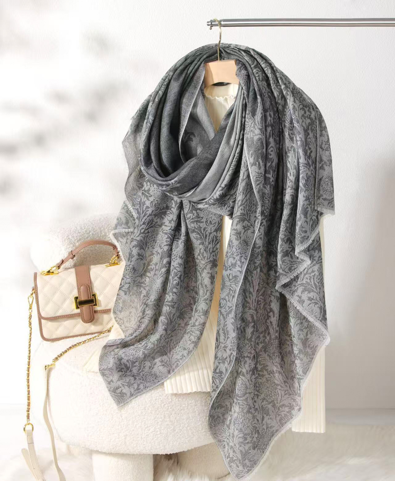 Écharpe 100% cachemire pour femme, châle luxueux, doux et chaud, léger, élégant, jacquard, polyvalent, décontracté, tendance