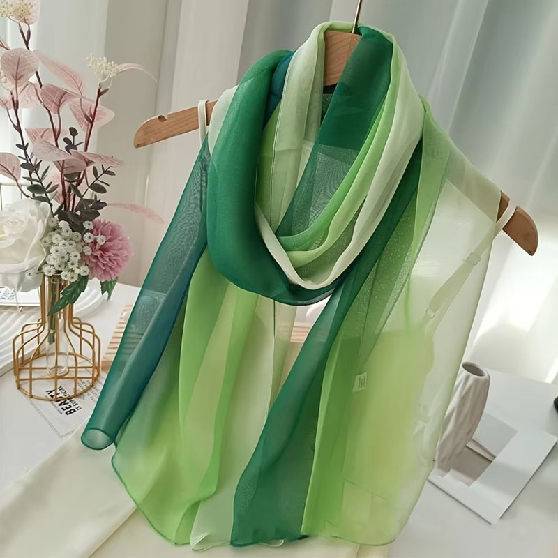 Foulard de printemps pour femme, dégradé de couleurs unies, en mousseline de soie et georgette, élégant, long châle, bandana, hijab, protection solaire estivale