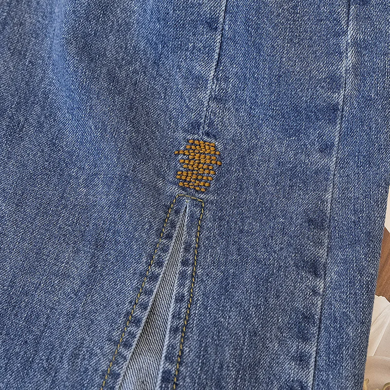 Jupe en jean taille haute amincissante avec fente latérale pour femmes, robe polyvalente mi-longue en forme de A, nouvelle collection été 2023