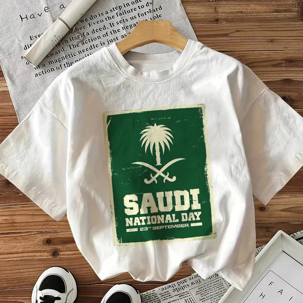 Chemise de la fête nationale saoudienne pour femmes, t-shirt confortable kawaii des années 80, Punk Grunge harajuku, anime, culture pop, psychédélique