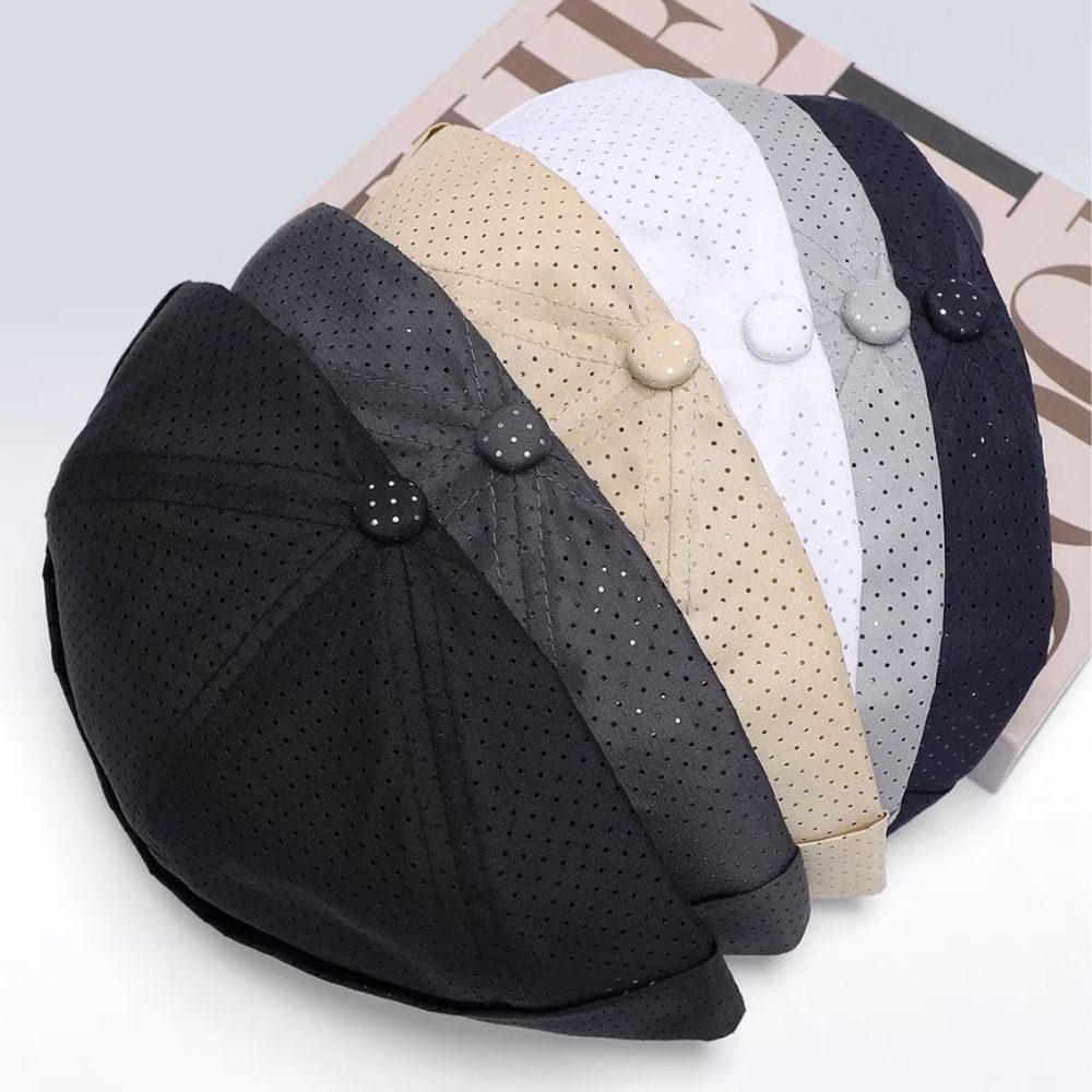 Casquette Docker Rétro Décontractée Sans Visière, Bonnet Unisexe Couleur Unie Simple, Chapeau en Maille Réglable à Séchage Rapide et Respirant, Style Landlord
