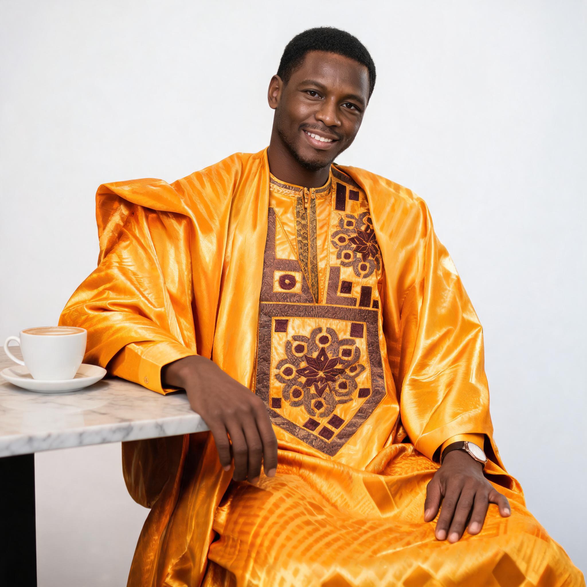 Vêtements africains pour hommes, ensemble traditionnel en bazin riche avec broderie, haut à manches longues, 3 pièces