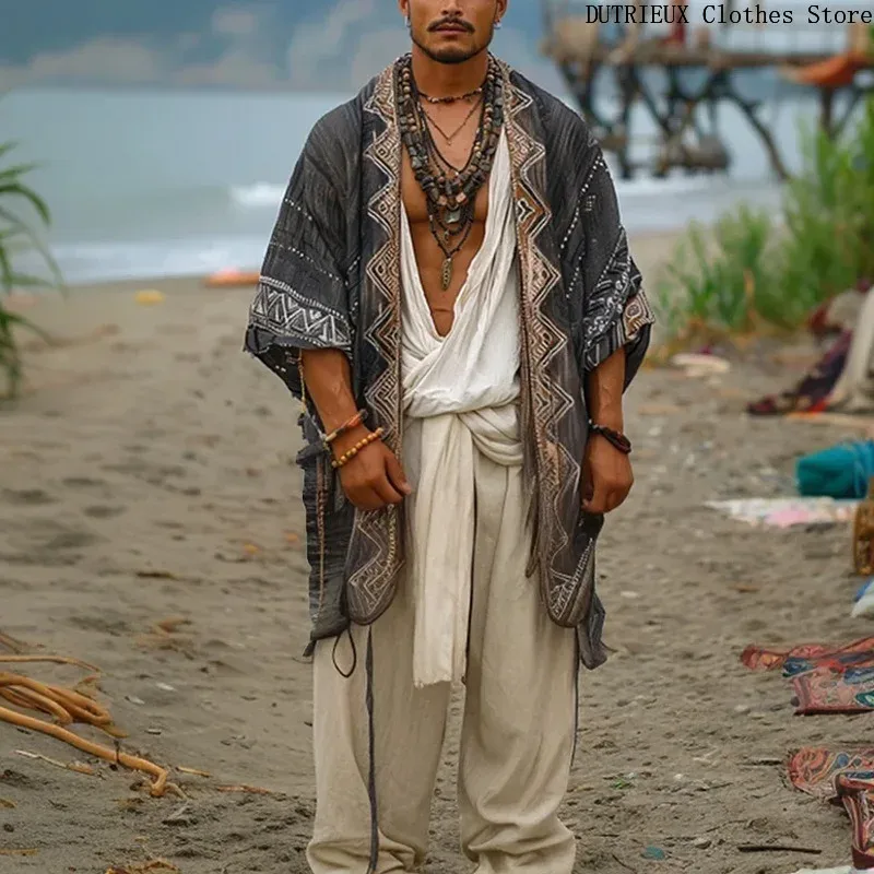 Vêtements de protection solaire de plage décontractés pour hommes, style bohème, châles College de vacances, adaptés aux cardigans pour hommes, de tous les éléments