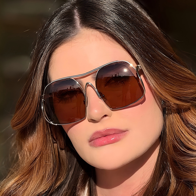 Nouvelle mode de luxe dégradé ovale femmes lunettes de soleil 2025 personnalité Double faisceau cadre conception avancée tout Match hommes lunettes UV400