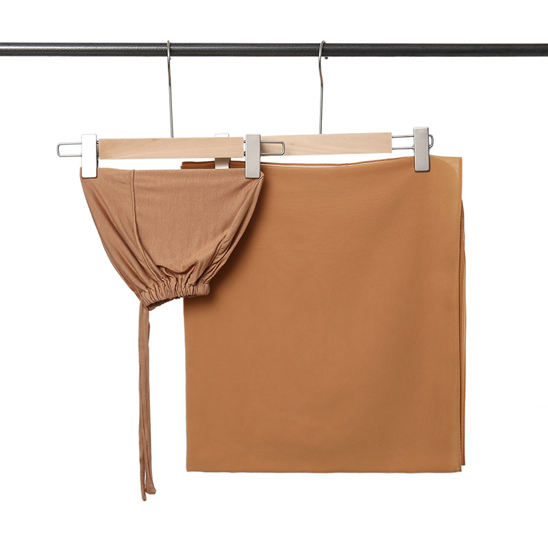 Ensembles Hijab en mousseline de soie pour femmes musulmanes, écharpe musulmane de couleur assortie pour femmes, châle, casquettes Hijab intérieures, sous-écharpe islamique