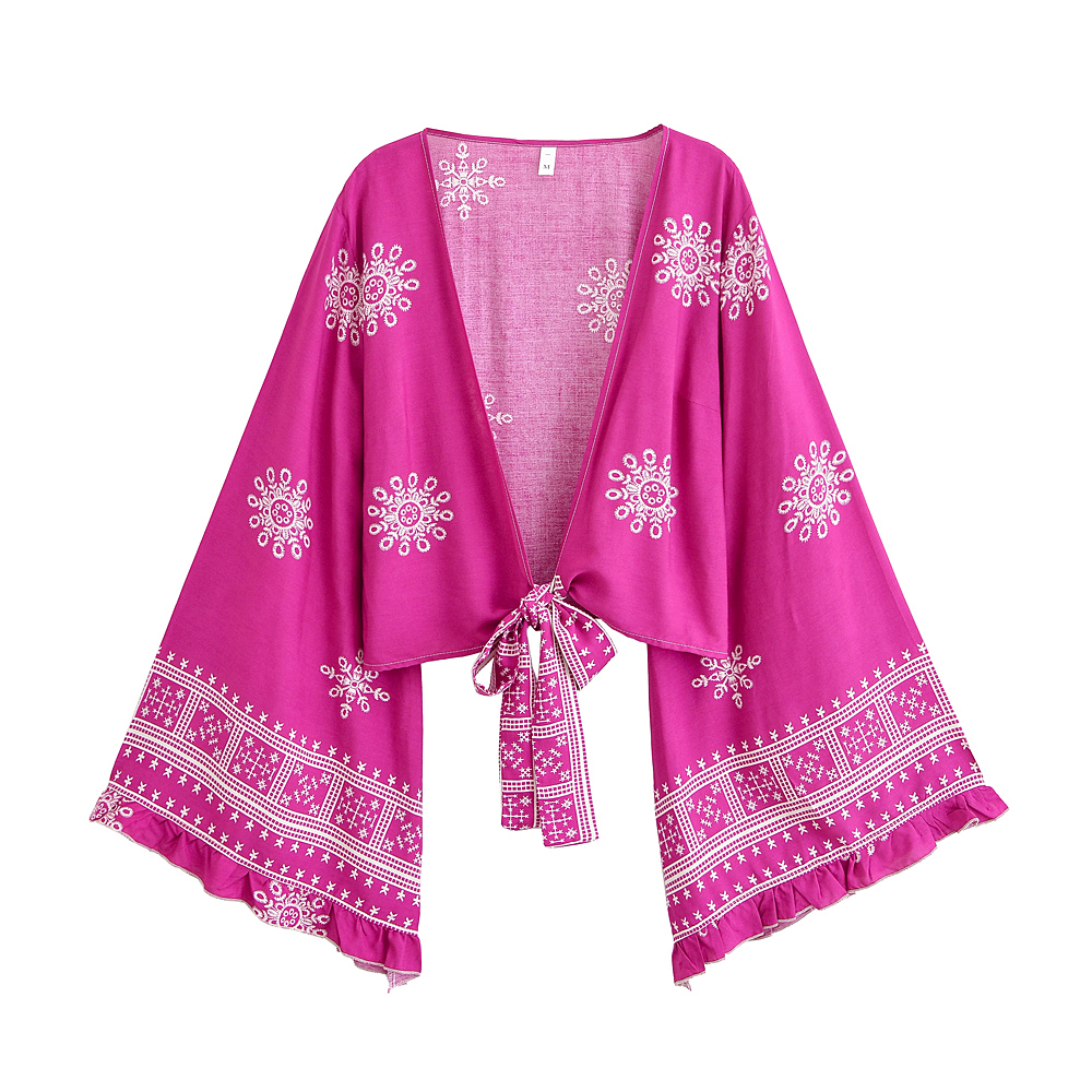 Boho Queens femmes sauvage Floral 2025 court bohème Kimono volants manches évasées vacances plage été Bikini Boho couvertures