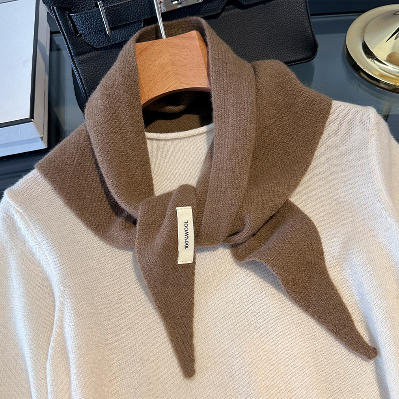 Écharpe tricotée 100% laine pour femme, écharpe chaude d'hiver, couleur unie brillante, châle épais, Triangle doux, col Pashmina, nouvelle collection 2025