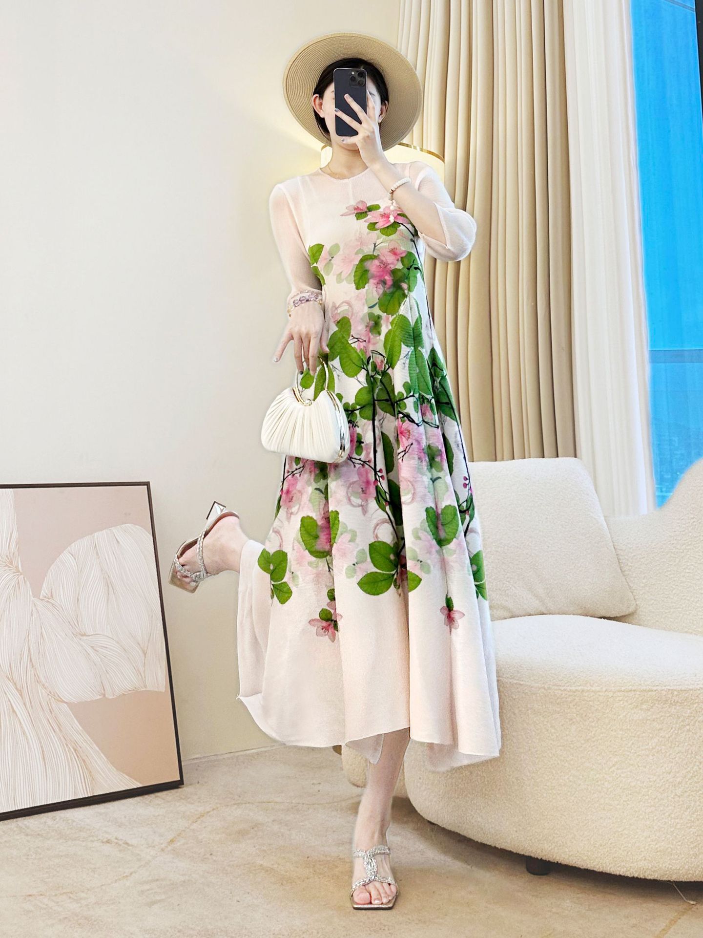 Robe longue à imprimé Floral pour femmes, élégante, Vintage, ligne a, mi-longue, tenue de vacances, vente en gros d'usine, été 2025