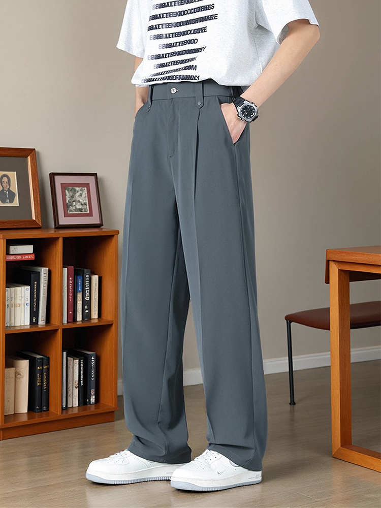Pantalon décontracté d'été pour homme, style coréen, taille élastique, léger et fin, coupe droite, pantalon de costume basique pour le quotidien, grande taille 8XL