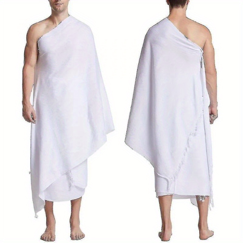Serviette de Hajj musulmane Ihram, châle blanc pur, serviette de plage islamique pour pèlerins saoudiens