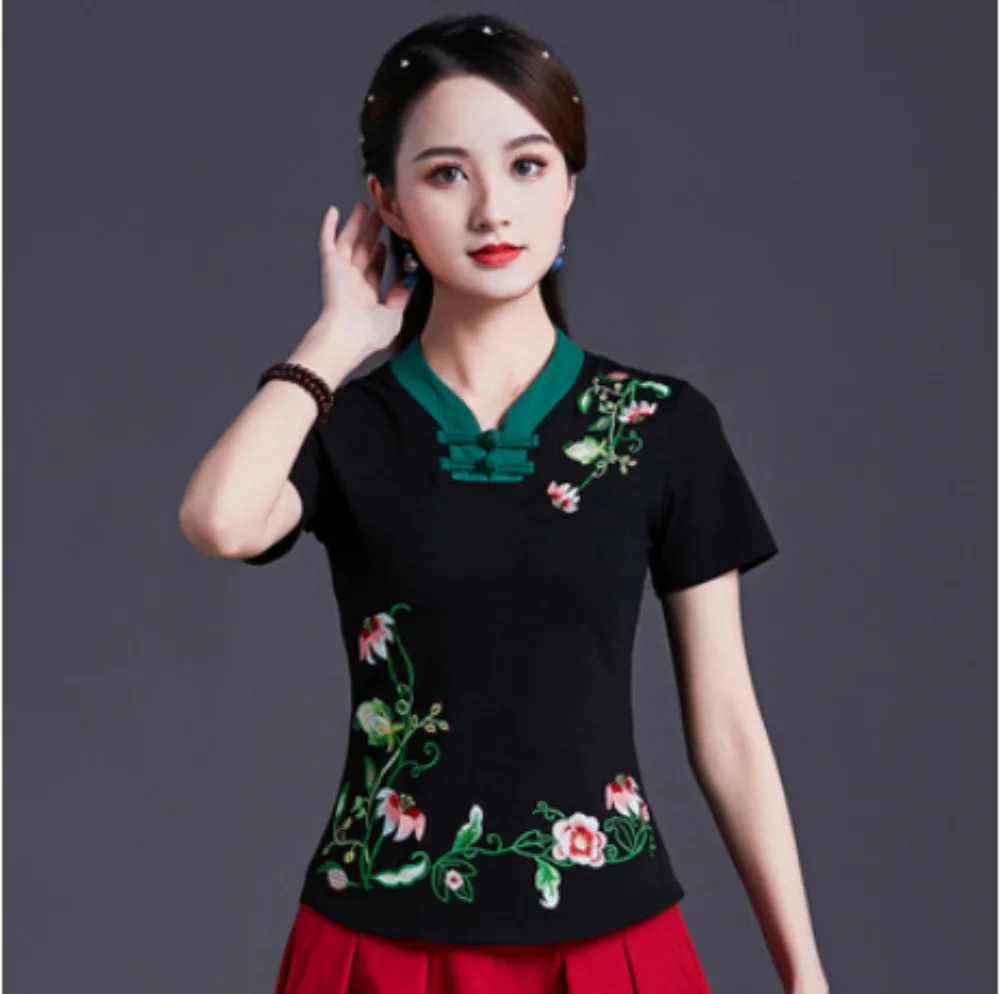 Économie brodés de style ethnique pour femmes, chemises élégantes, vêtements vintage, mode décontractée, vêtements d'été, Y2K