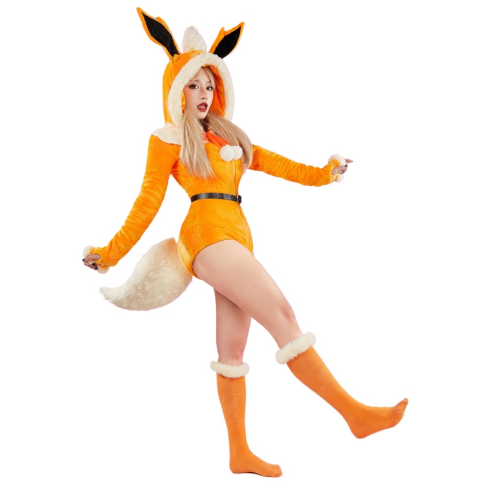 Mobbunny PM Derivative – body en peluche pour femme, barboteuse à capuche et chaussettes avec ceinture et queue, Costume de Cosplay