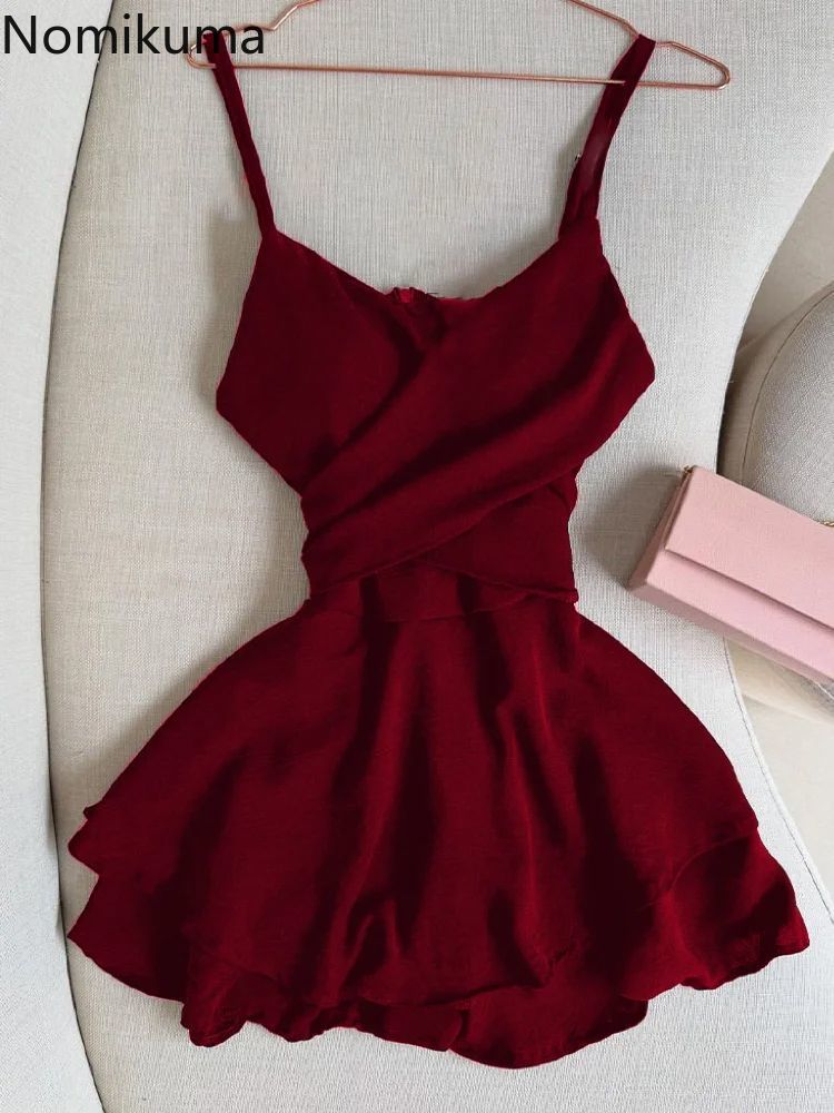 Robe d'été Chic femmes vêtements couleur unie sans manches fronde Robe Femme 2025 robes De Mujer taille mince plis Mini robes