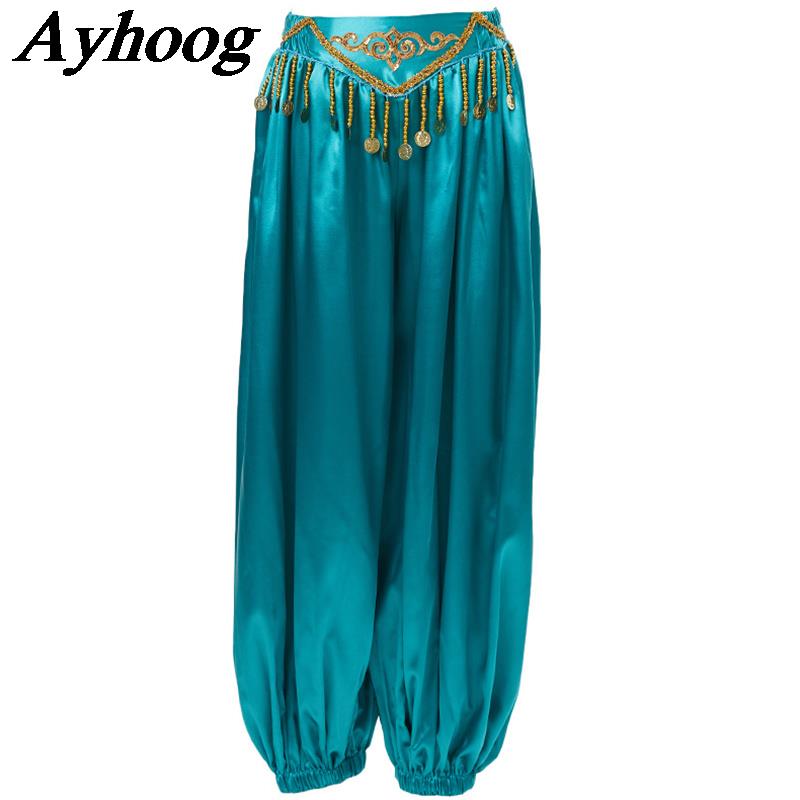 Nouveaux pantalons de danse indienne pour femmes, costume de danse du ventre Jasmine Princess, pantalon de cosplay pour adultes, Bollywood, princesse arabe