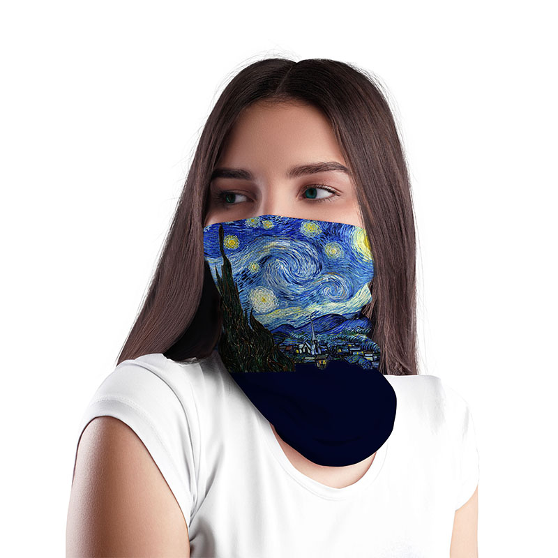 Peinture à l'huile imprimée en 3D Van Gogh, écharpe de cou pour femmes, foulard de visage doux, Bandana tournesol nuit étoilée, Hijab, nouvelle mode