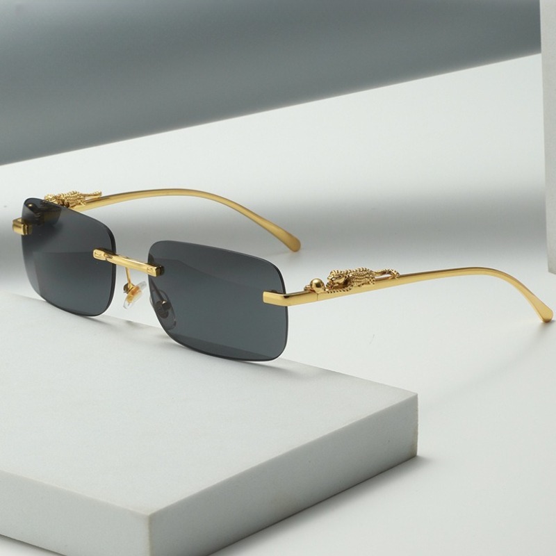 Lunettes de soleil carrées sans monture, à bords taillés en diamant, tendance, pour hommes et femmes, lunettes de voyage, montures fines haut de gamme