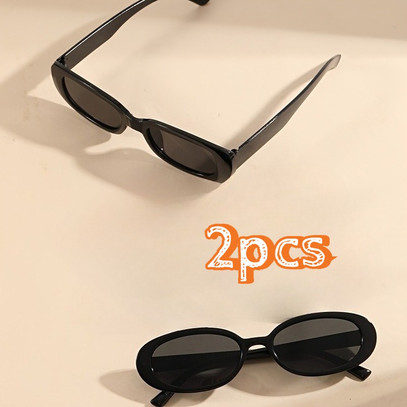 Ensemble de 2 lunettes de soleil noires, monture en PC à bordure complète durable, protection UV, idéal pour un usage quotidien et pour offrir en cadeau