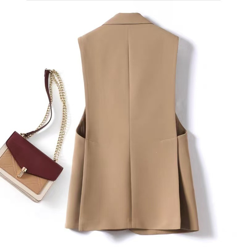 Gilet de costume élégant à un bouton pour femme, style occidental, design raffiné, en tissu polyester, idéal pour le bureau