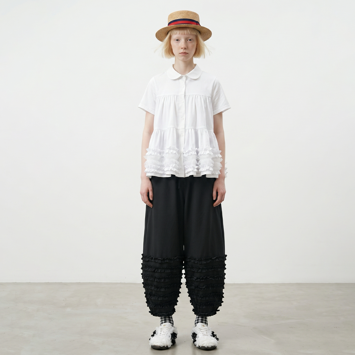 Imakokoni – pantalons et pantalons courts pour femmes, vêtements féminins, noirs, à volants superposés, taille élastique, coupe ample, décontractés