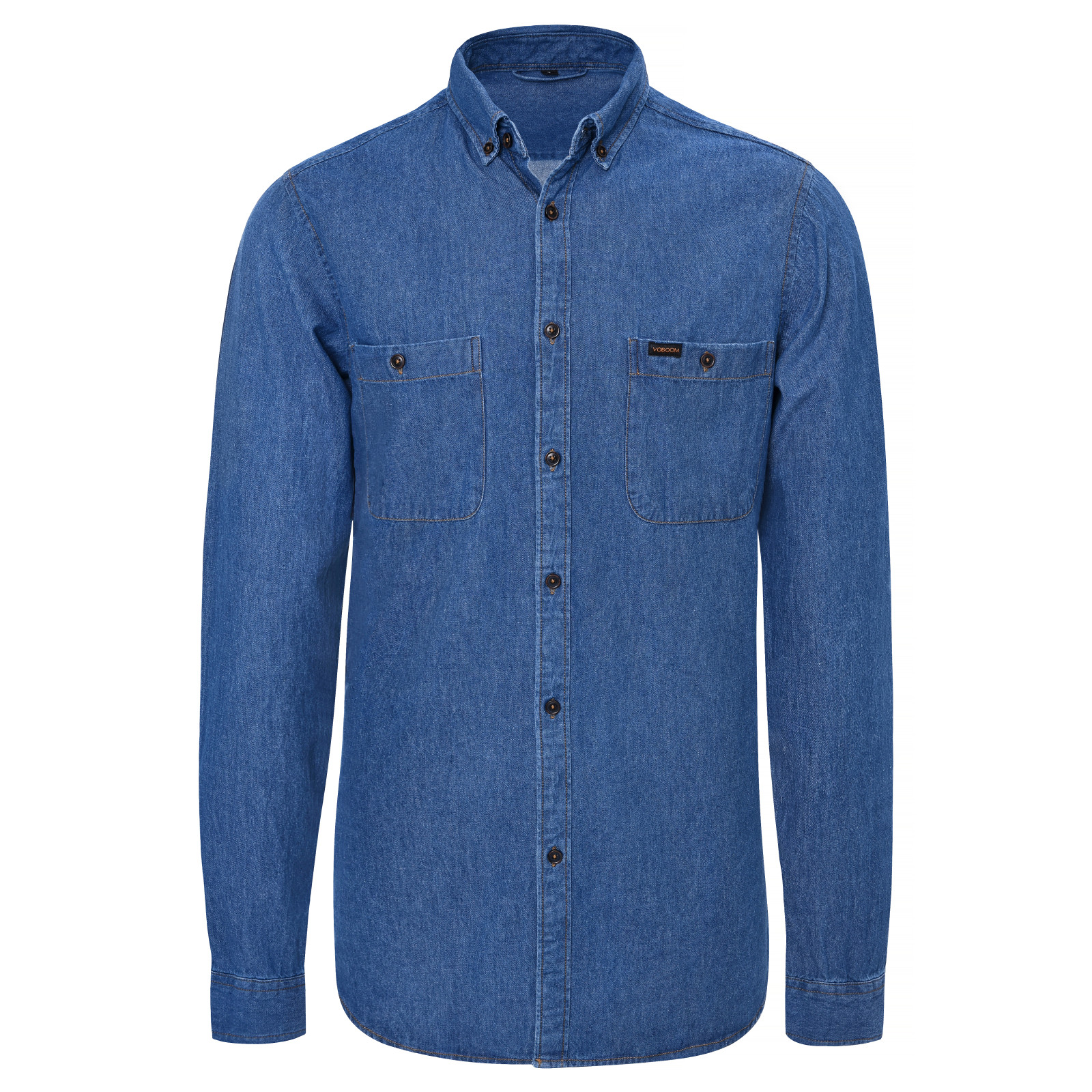 VOBOOM-Chemise en denim à manches longues pour hommes, vêtements de travail décontractés en coton avec poches, vêtements de printemps et d'automne