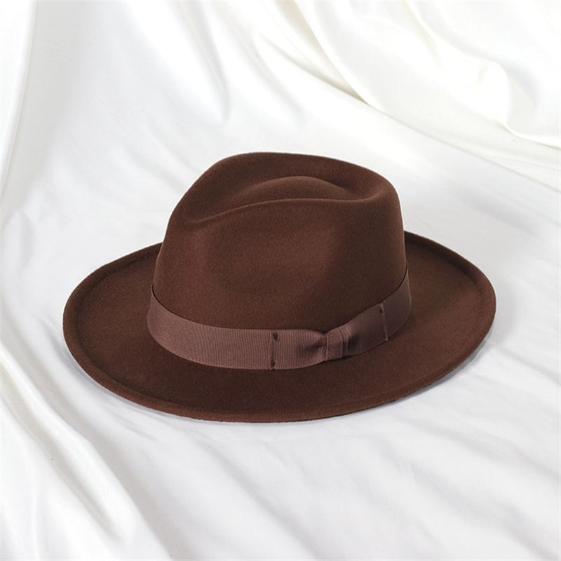 Chapeau Fedora en feutre avec nœud en forme de cœur, petit bord relevé, chapeau haut de forme vintage pour homme, chapeau de jazz, gorras para hombres