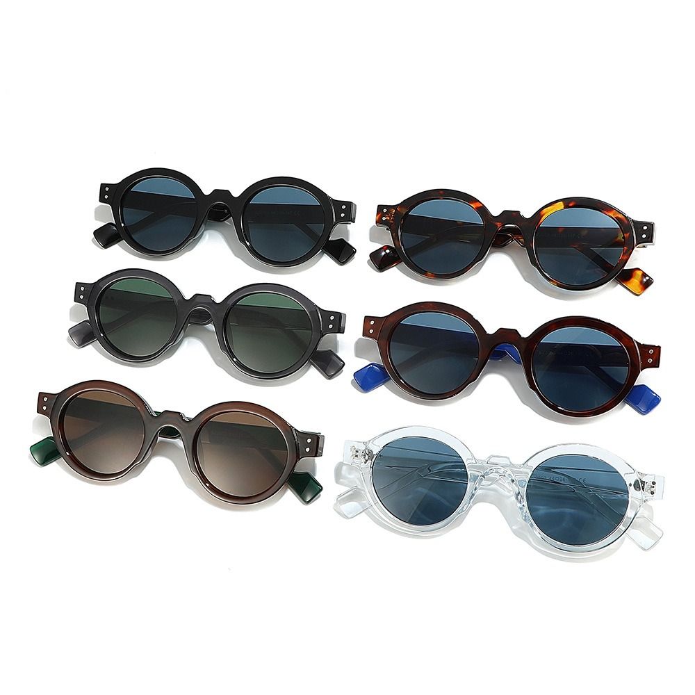 Lunettes de soleil rondes pour hommes et femmes, Punk, Double couleur, UV400, Rivets rétro, décoration, tendance, monture de lentille transparente