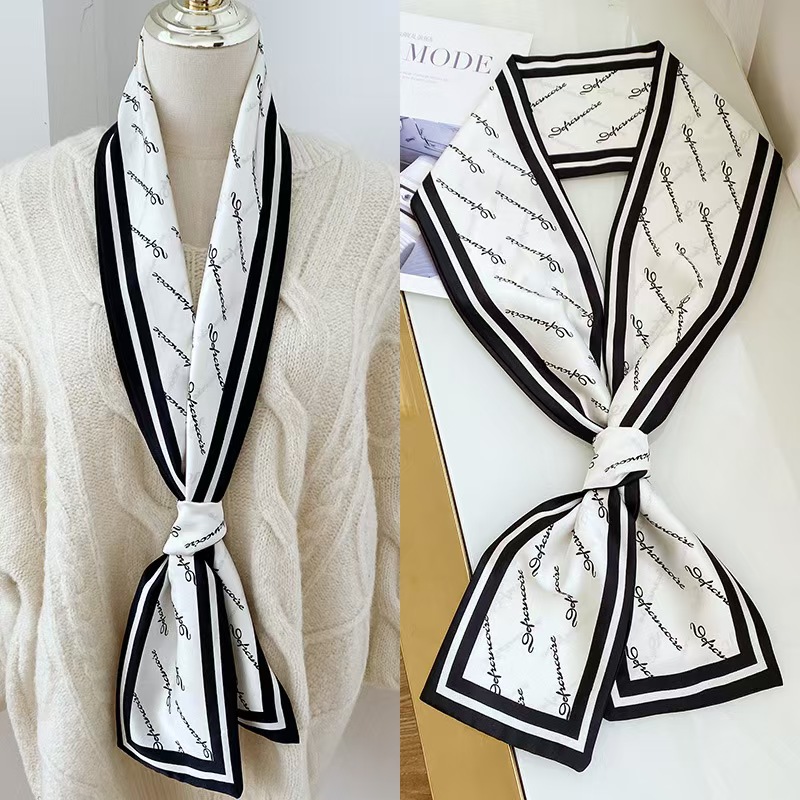 Chemise décoration crème solaire foulards en soie femme bandeau de cheveux maigre écharpe cravates femmes sac longues foulards Foulard dame
