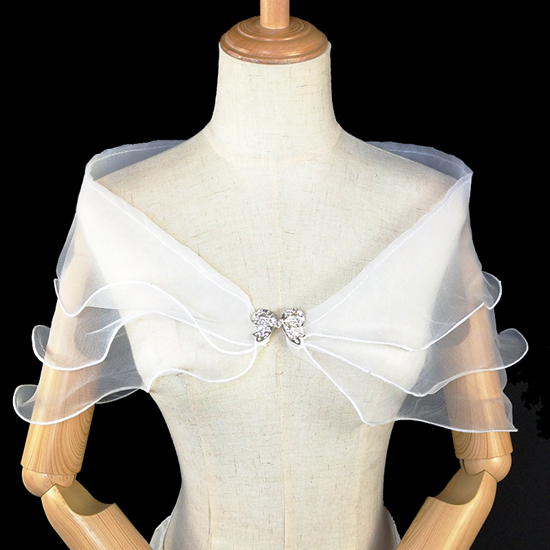 Mode Tulle dentelle châle dentelle à manches courtes haussement d'épaules mariée mariage Cape élégante robe de soirée châle fête châle Banquet robe Cape