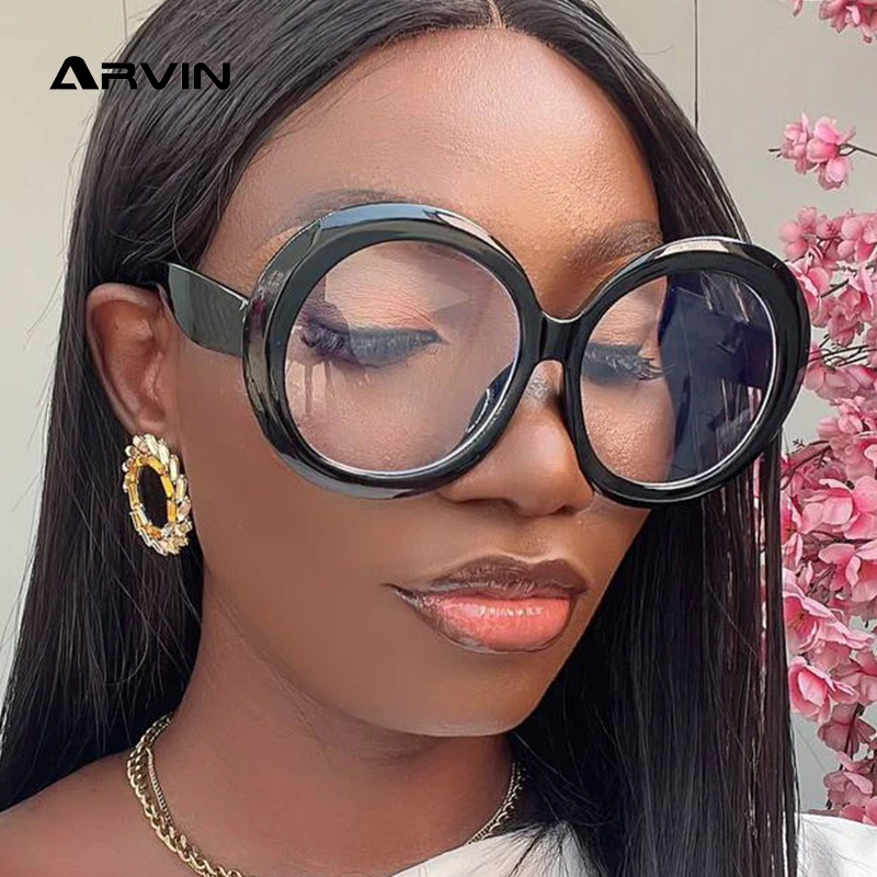 Montures de lunettes rondes surdimensionnées pour femmes, nouvelle mode de luxe de styliste pour dames, couleur bonbon, lunettes sans prescription