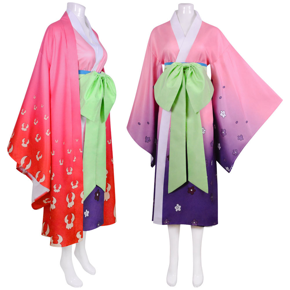 Costume de Cosplay Anime One Kozuki Hiyori pour Femme, Kimono d'Halloween, Uniforme de Carnaval, Imprimé Rose Trempé, Ceinture à Nministériels d