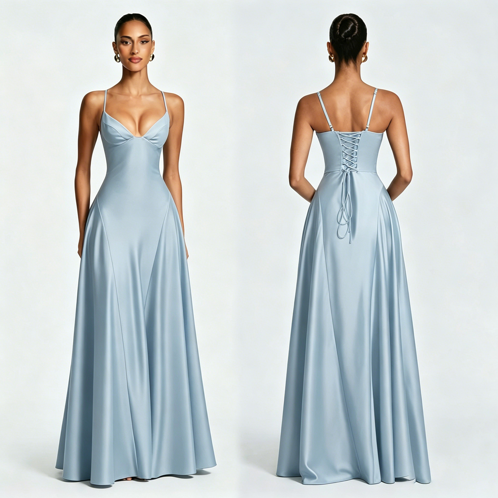 Robe longue en satin, style corset, dos nu, robe maxi décontractée pour femme, robe de soirée, robe d'invitée de mariage, bleu, noir, jaune, blanc, rose, robe de bal