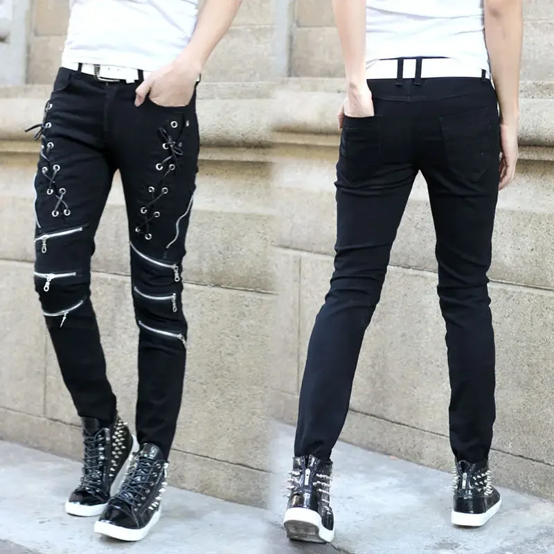 Jean skinny taille haute pour homme, pantalon en denim décontracté, jean droit, mode boyfriend, vêtements de rue de moto, printemps, été