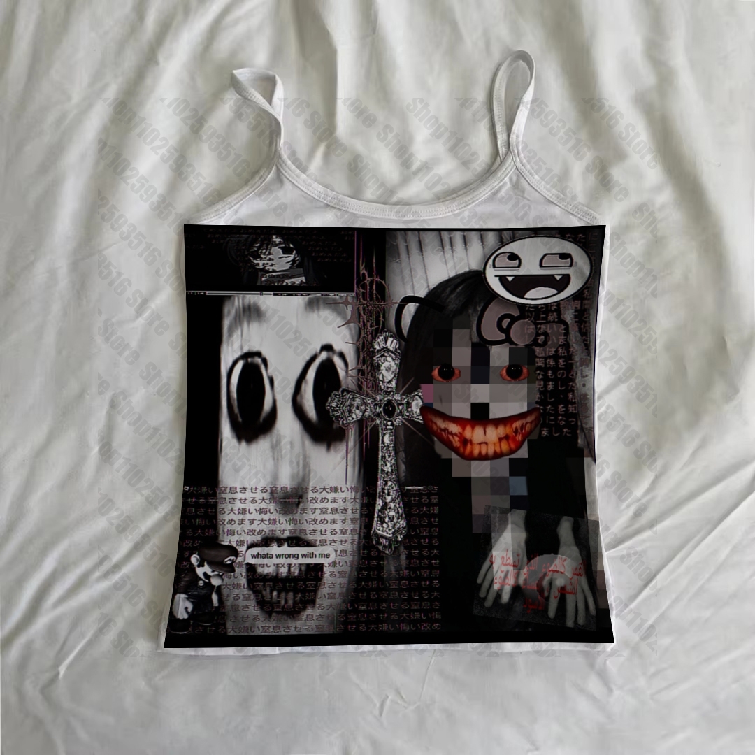 Vêtements gothiques pour femmes, hauts Grunge, Y2k, Vintage, Emo, haut court, vêtements esthétiques, hauts mignons avec bretelles, été