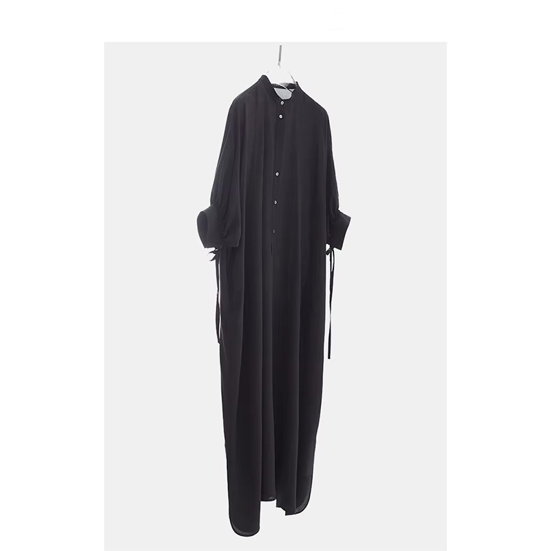 Robe en soie lourde noire, Robe en soie de mûrier, Robe longue pour femme, Nouvelle collection été
