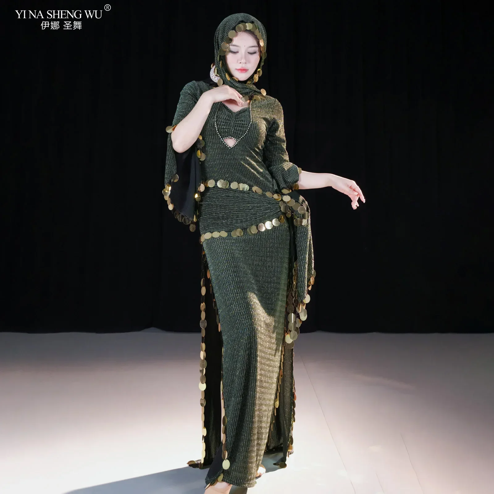 Robe de danse du ventre pour femmes, robe folklorique shaabi baladi, robes d'entraînement, écharpe de hanche à paillettes, performance orientale, robes de compétition saidi