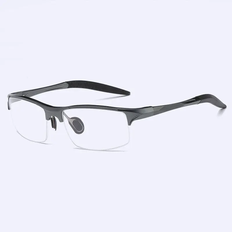 Monture de lunettes optiques demi-jante pour hommes, lunettes pour contrevenants, lunettes pour hommes, monture en alliage, 8177
