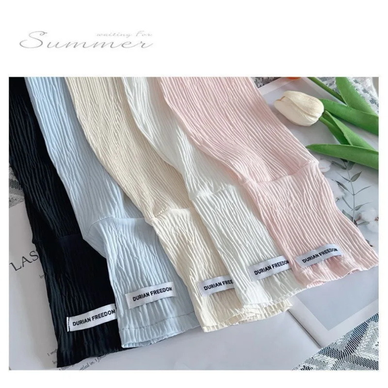 Manchons de bras en soie glacée pour femme, style coréen tendance, anti-rides, amples, grande taille, couleur unie, protection UV, rafraîchissants, pour l'été, la conduite, le cyclisme et les activités de plein air