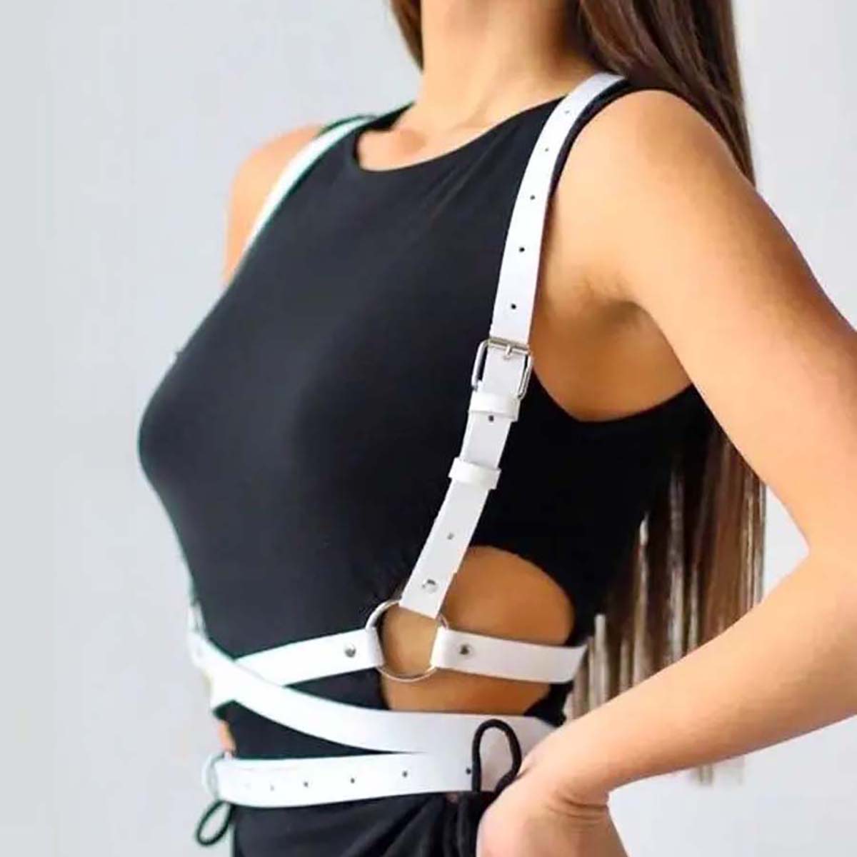 Ceinture punk pour femme, ceinture en cuir tendance, bretelles décoratives style streetwear pour femme, accessoires vestimentaires gothiques