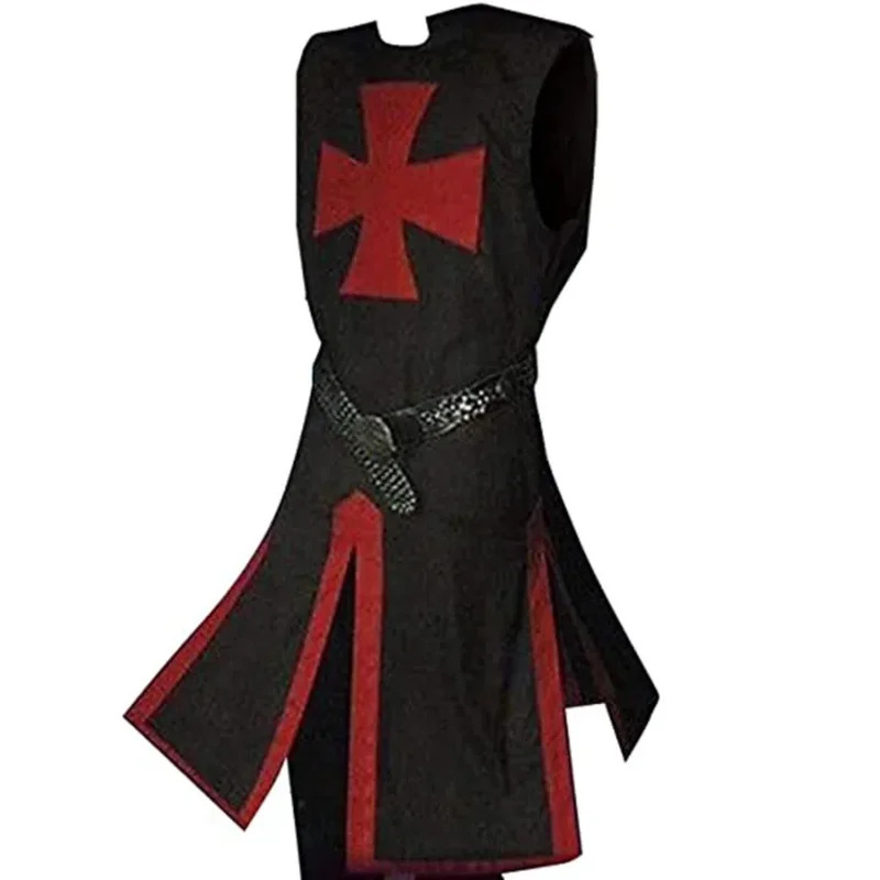 Guerriers médiévaux le chevalier templier croisé Costume pour hommes adultes robe petit haut croix Tabard surcoat tunique vêtements ceinture ukh