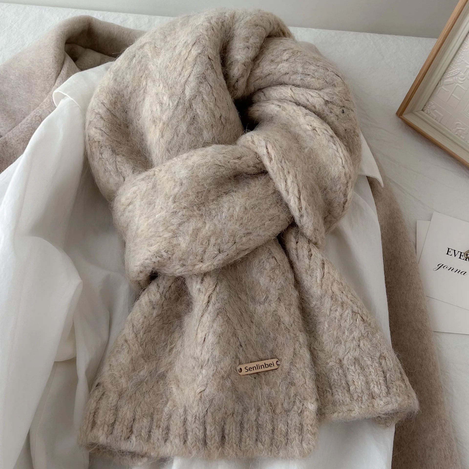 Écharpe en laine d'alpaga tricotée pour femmes, nouvelle version coréenne automne-hiver, polyvalente, épaisse et chaude