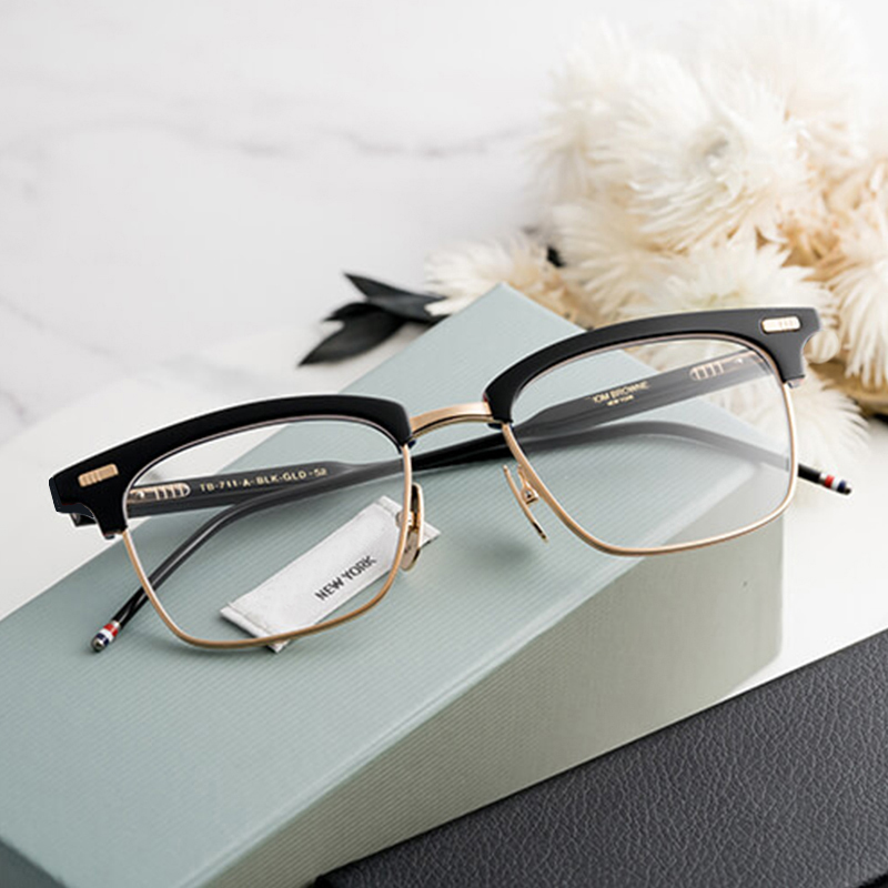 Monture de lunettes semi-sans monture pour hommes et femmes, design de marque, montures de lunettes vintage en acétate, tendance, demi-monture