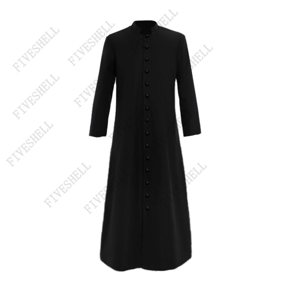 Robe de clergé légendaire pour cosplay d'Halloween 2025 avec cincture, vêtements de clergé médiéval, costume de prêtre romain