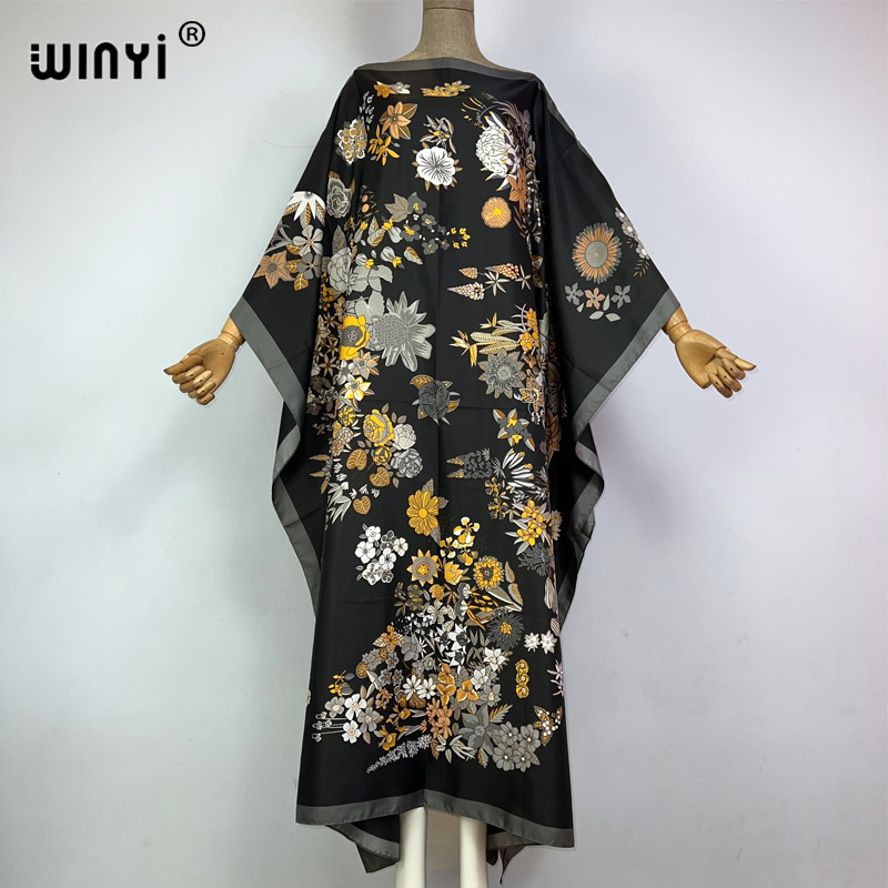 WINYI-Robe de plage imprimée de haute qualité pour femmes musulmanes, tenue de soirée élégante