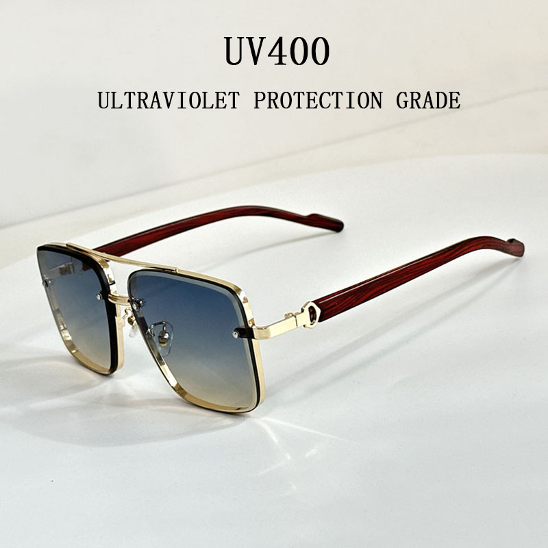 Lunettes de soleil carrées en bois pour hommes et femmes, lunettes de soleil vintage, créateur de mode, vacances de luxe, 2024 Nouveau