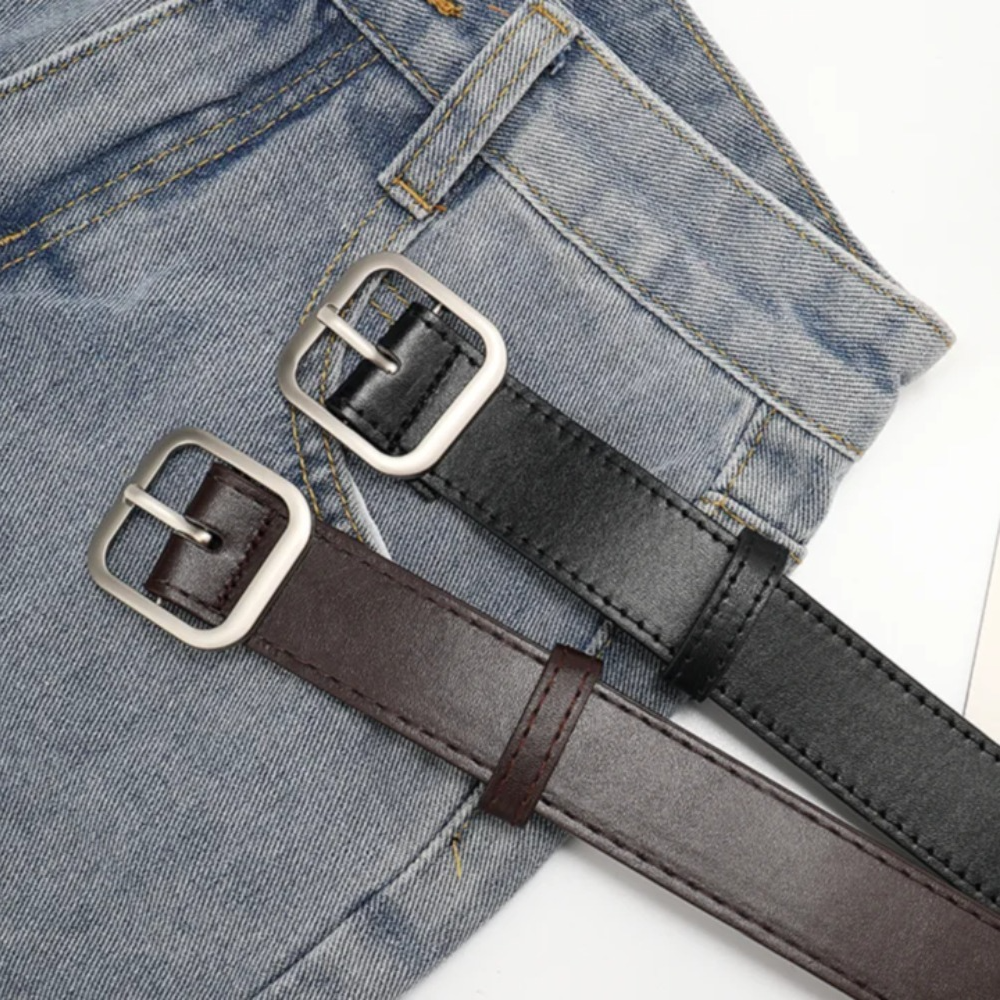 Ceinture polyvalente de mode coréenne, style chic rétro simple pour étudiants, ceinture décontractée à boucle carrée, ceinture pour hommes et femmes